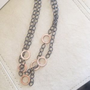 Metal Necklace with beige Lucite accents